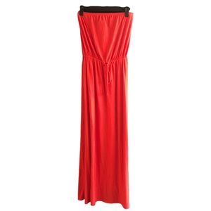 Mossimo Red Orange Strapless Maxi Dress